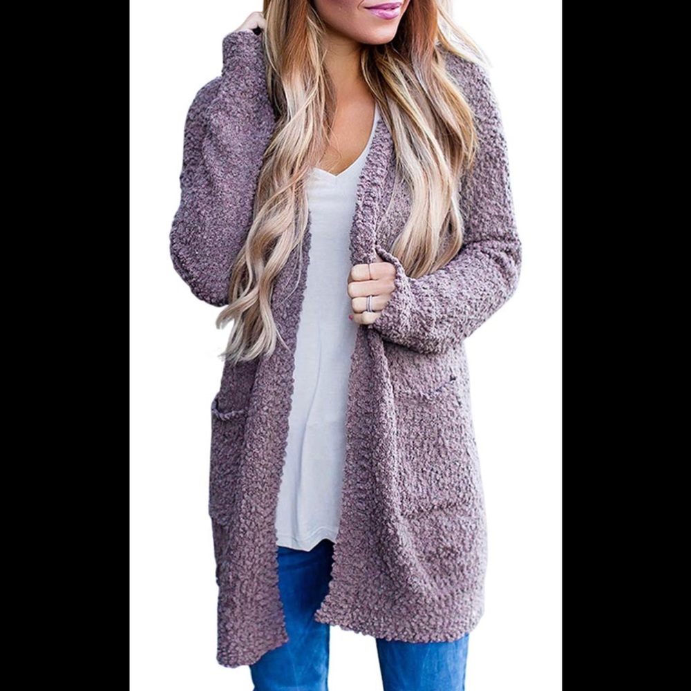 Long Sleeve Soft Knit Cardigan with Pockets